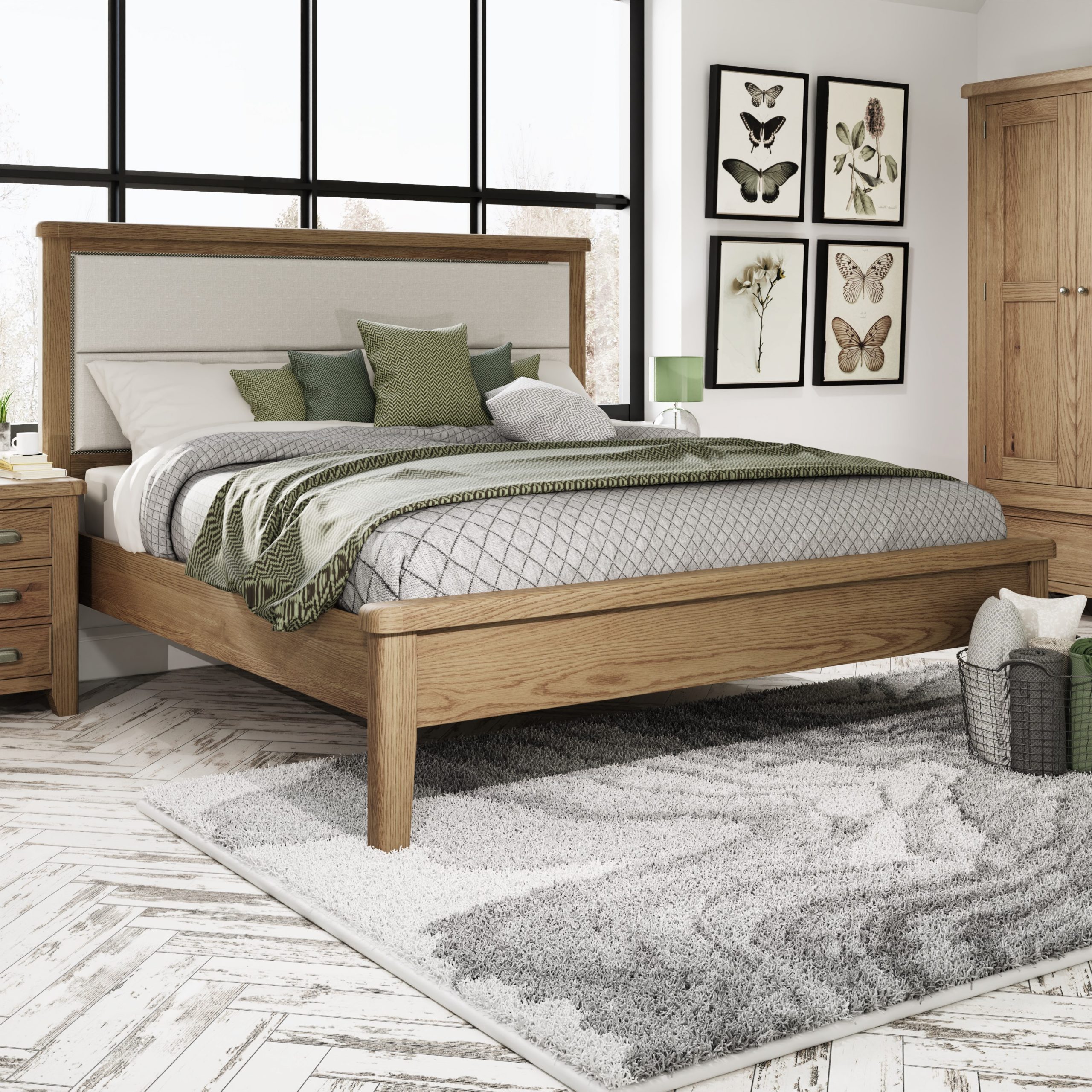 Super King Bed with Fabric Headboard