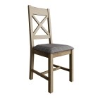 Cross Back Chair Fabric Seat in Check Grey - Image 2