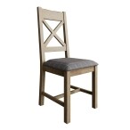 Cross Back Chair Fabric Seat in Check Grey - Image 3