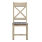 Cross Back Chair Fabric Seat in Check Grey - Image 4