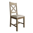 Cross Back Chair Fabric Seat in Check Natural - Image 2