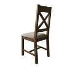Cross Back Chair Fabric Seat in Check Natural - Image 3