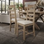 Slatted Chair Fabric Seat in Check Natural - Image 2