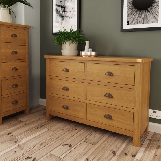 6 Drawer Chest of Drawers Oak