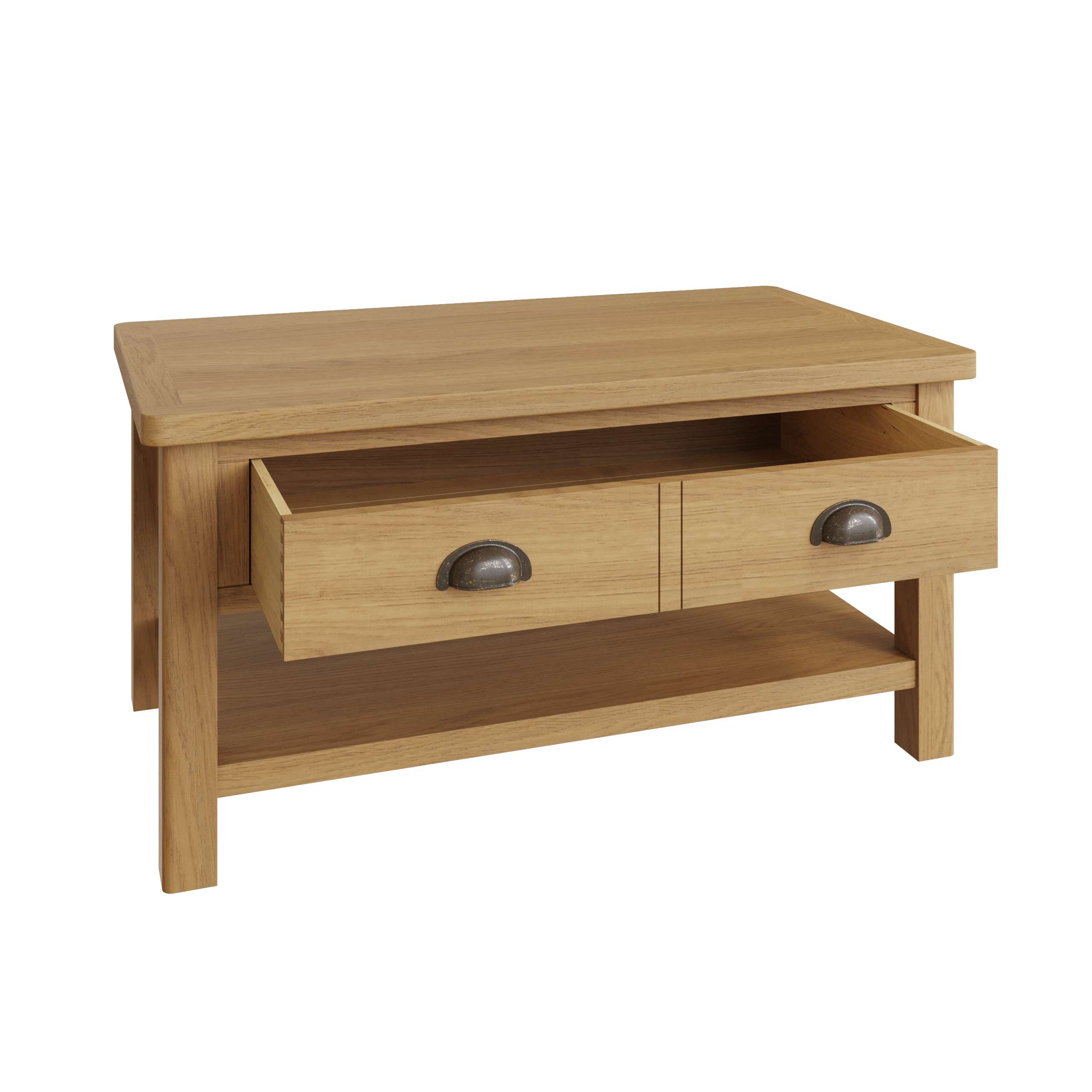 Rustic Oak Coffee Table with Ample Storage Space - Image 4