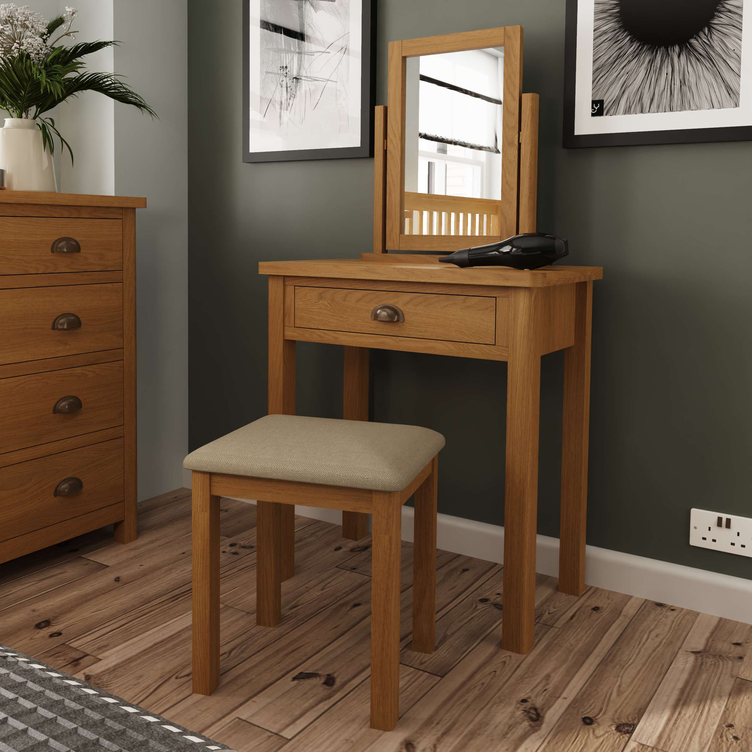 oak dressing table mirror