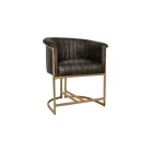 Leather Chair - Dark Grey with Gold Metal - Image 2