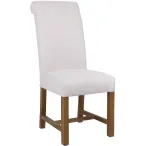 Scroll Back Fabric Dining Chair - Natural - Image 4