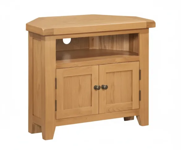 Rustic oak corner tv stand