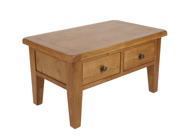 Rustic Oak Coffee Table With Drawers - Image 2