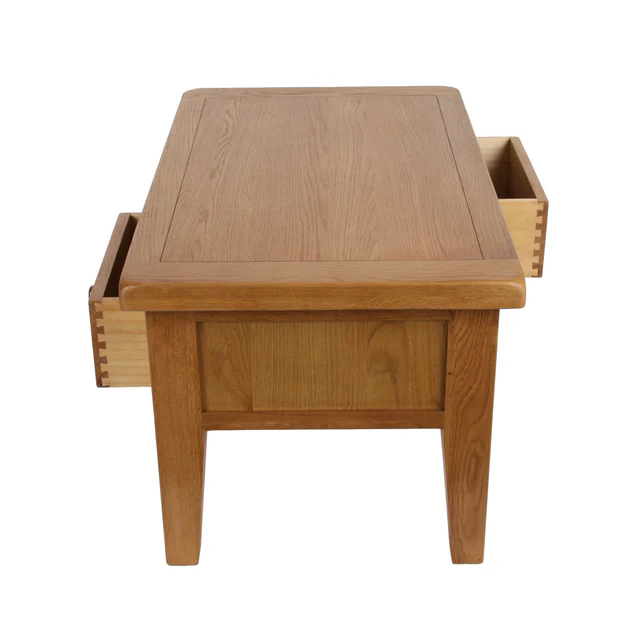 Rustic Oak Coffee Table With Drawers - Image 4