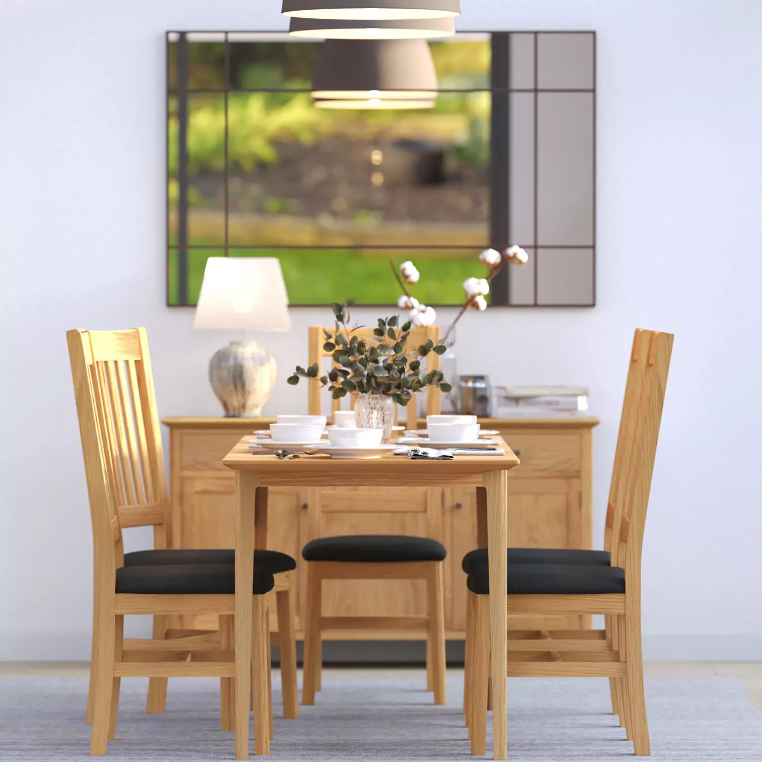 Light Oak Square Dining Table