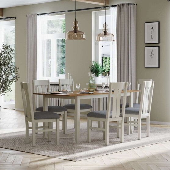Light Grey Painted Extending Dining Table