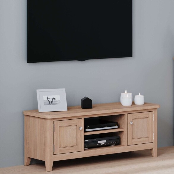 Natural Oak Wide TV Cabinet