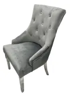 Grey Dining Chairs with Chrome Legs - Image 3