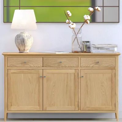 London Oak Large 3 Drawer 3 Door Sideboard