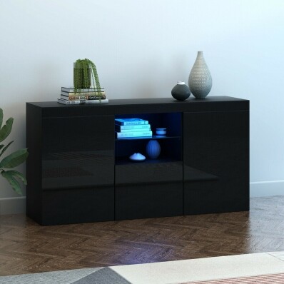 Black Gloss Sideboard with LED lights