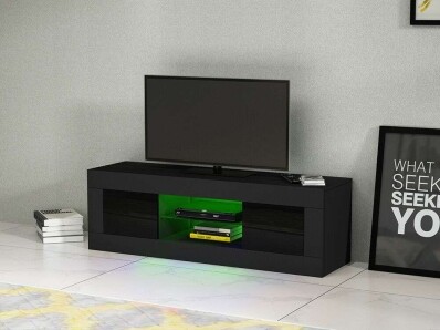 Black High Gloss TV Unit With LED Lights
