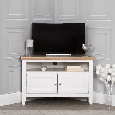 White And Oak Corner TV Unit