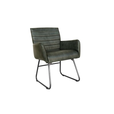 Leather & Iron Chair - Light Grey