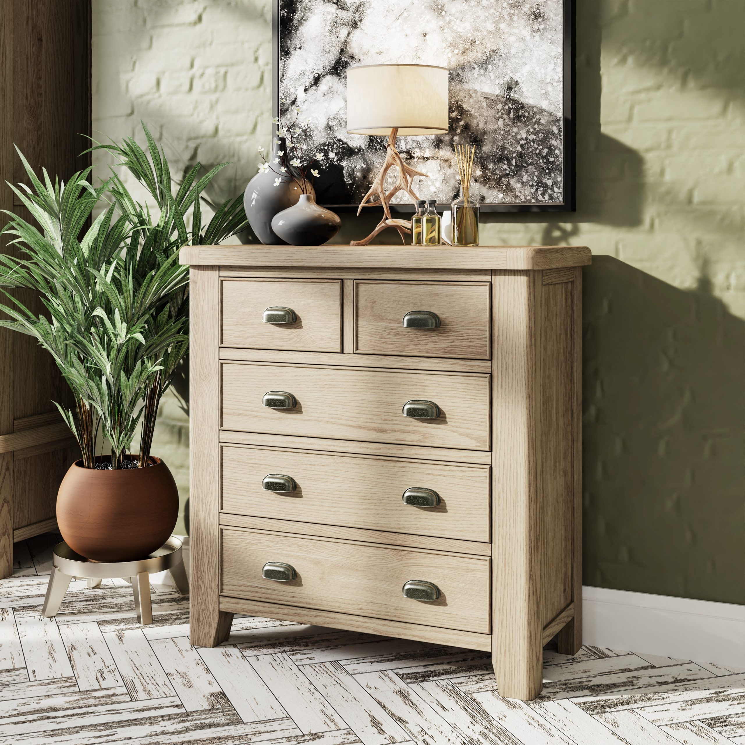 Stylish 2 Over 3 Chest of Drawers