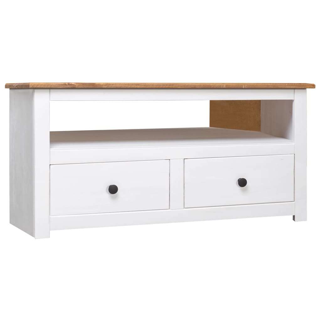 Corner TV unit White Solid Pine