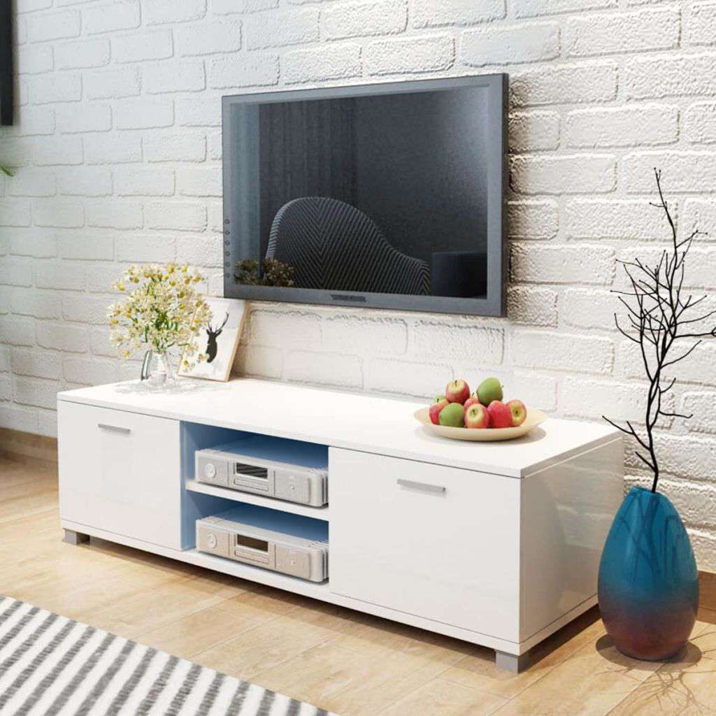 white gloss tv unit with led lights