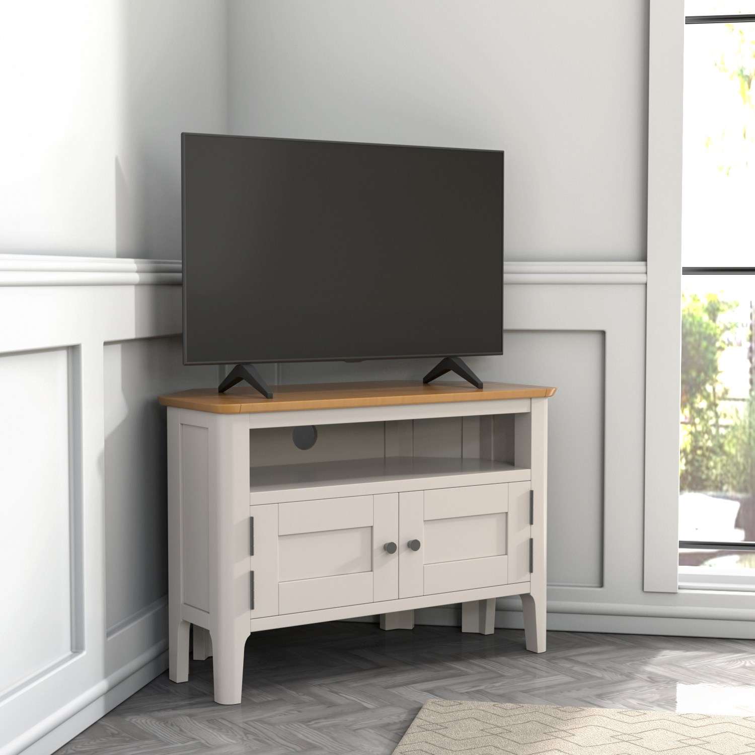 grey corner tv unit