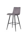 Retro Bar Stool - Dark Grey Velvet - Image 2