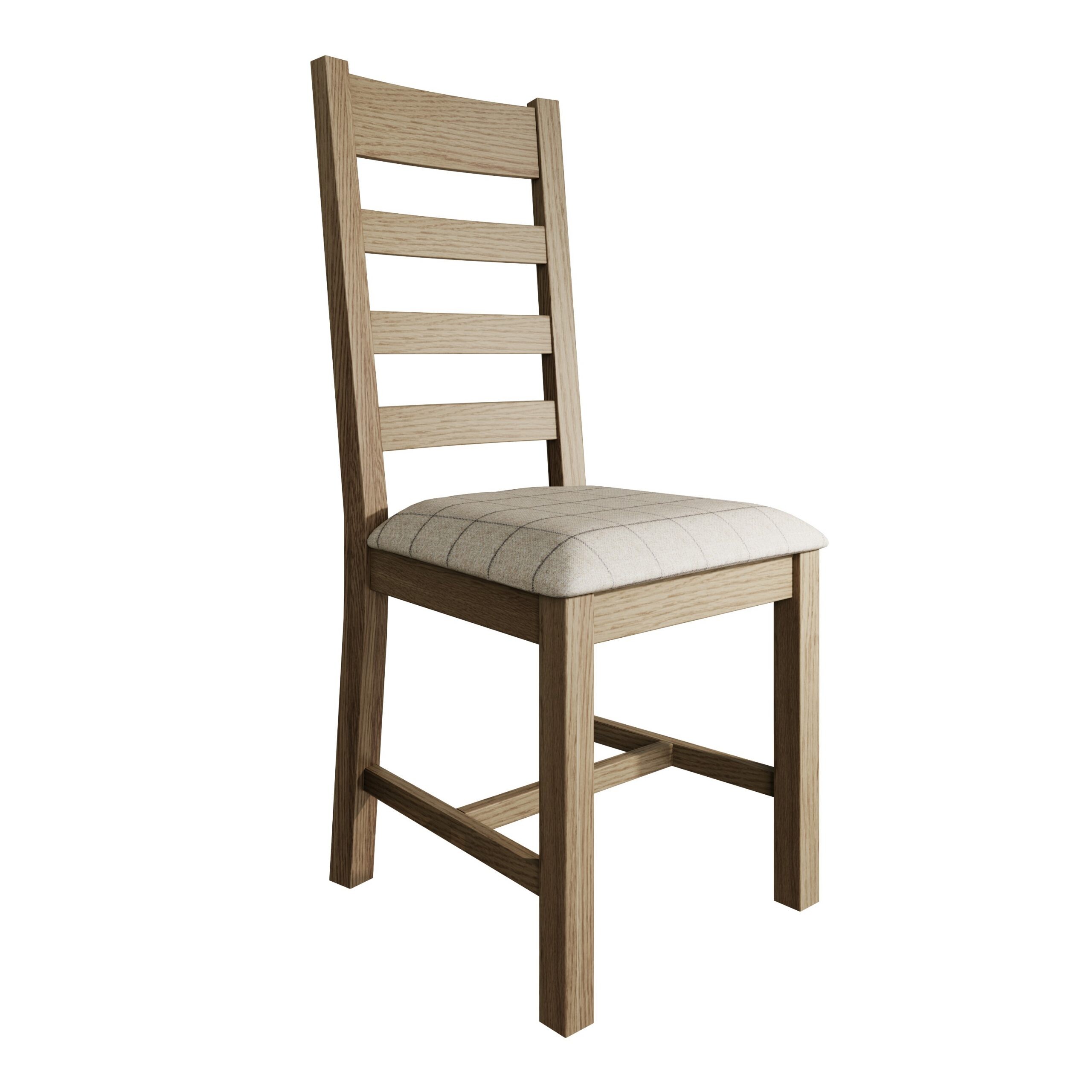 Slatted Chair Fabric Seat in Check Natural - Image 3