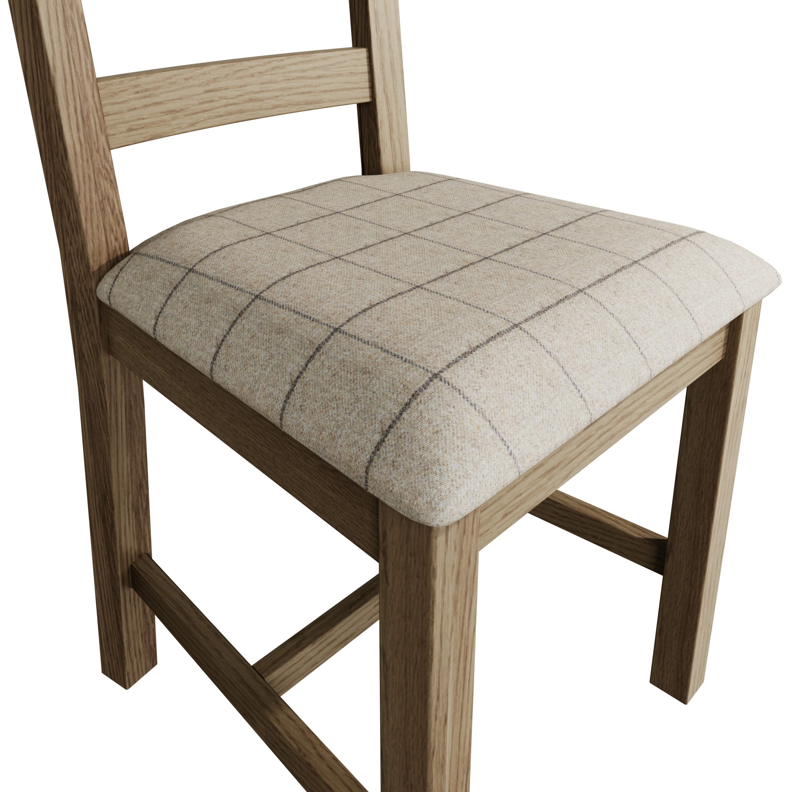 Slatted Chair Fabric Seat in Check Natural - Image 7